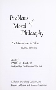 Front cover of Problems of moral philosophy by Paul W. Taylor