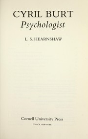 Front cover of Cyril Burt, psychologist by L. S. Hearnshaw