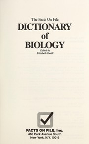 Cover of The Facts on File dictionary of biology by Elizabeth Tootill