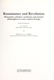 Cover of Renaissance and revolution by Judith Veronica Field