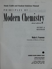 Cover of Study guide and student solutions manual Principles of modern chemistry third edition Oxtoby & Nachtrieb by Wade A. Freeman