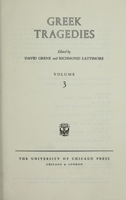 Front cover of Greek tragedies by David Grene
