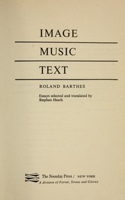 Front cover of Image, music, text by Roland Barthes
