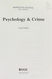 Front cover of Psychology and Crime (Key Approaches to Criminology) by Craig Webber
