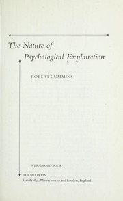 Front cover of The nature of psychological explanation by Robert Cummins