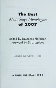 Front cover of The best men's stage monologues of 2007 by Lawrence Harbison