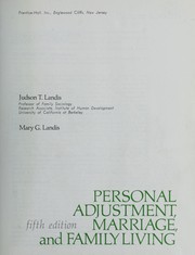 Front cover of Personal adjustment, marriage, and family living by Judson T. Landis