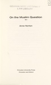 Front cover of On the Muslim question by Anne Norton