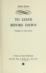 Front cover of Partir avant le jour by Julien Green