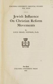 Cover of Jewish influence on Christian reform movements by Newman, Louis I.