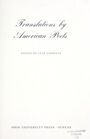 Cover of Translations by American poets by Jean Garrigue