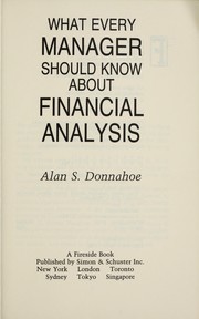 Front cover of What every manager should know about financial analysis by Alan S. Donnahoe