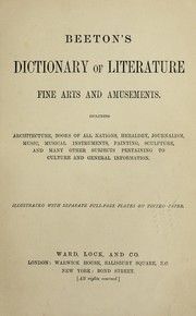 Front cover of Beeton's dictionary of literature, fine arts and amusements by Samuel Orchart Beeton