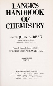 Cover of Lange's Handbook of chemistry by Norbert Adolph Lange