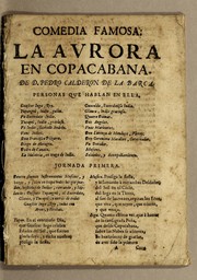 Front cover of Comedia famosa: La aurora en Copacabana by Pedro Calderón de la Barca