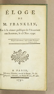 Front cover of Éloge de M. Franklin by Jean-Antoine-Nicolas de Caritat marquis de Condorcet