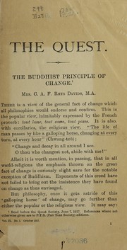 Cover of The Buddhist principle of change by Caroline Augusta Foley Rhys Davids