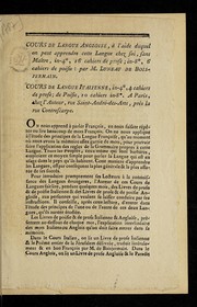 Front cover of Cours de langue angloise by Pierre Joseph Franc ʹois Luneau de Boisjermain