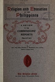 Front cover of Religion and education in the Philippines by Thomas C. Middleton