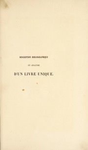 Front cover of Description bibliographique et analyse d'un livre unique qui se trouve au Mus©♭e Britannique by Octave Delepierre