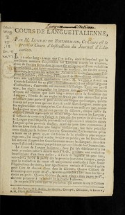 Cover of Cours de langue italienne by Pierre Joseph Franc ʹois Luneau de Boisjermain