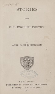Front cover of Stories from old English poetry by Abby Sage Richardson