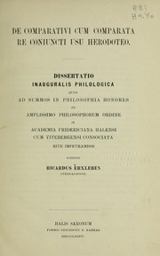 Cover of De comparativi cum comparata re coniuncti usu Herodoteo by Richard Erxleben
