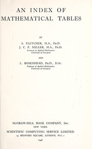 Front cover of An index of mathematical tables by A. Fletcher