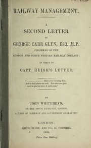 Front cover of Railway management by Whitehead, John of the Stock Exchange