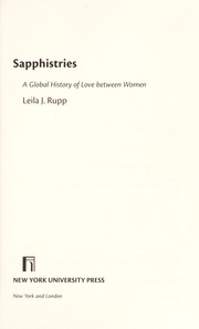 Cover of Sapphistries by Leila J. Rupp