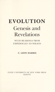 Front cover of Evolution, genesis and revelations, with readings from Empedocles to Wilson by Harris, C. Leon