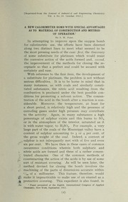 Front cover of A new calorimeter bomb with special advantages as to material of construction and method of operation by Samuel Wilson Parr
