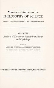 Front cover of Analyses of theories and methods of physics and psychology by Stephen Winokur