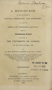 Front cover of A discourse on the advantages of natural philosophy and astronomy.. by Dionysius Lardner