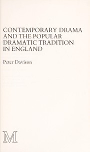 Front cover of Contemporary drama and the popular dramatic tradition in England by P. H. Davison