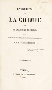 Front cover of Entretiens sur la chimie et ses applications les plus curieuses by Jean Sylvestre Ducoin-Girardin