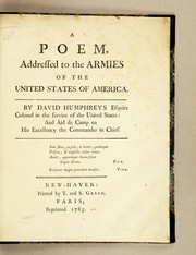 Front cover of A poem addressed to the armies of the United States of America by Humphreys, David
