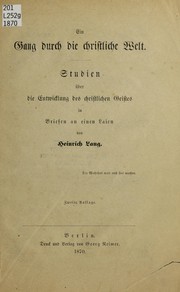 Front cover of Ein Gang durch die christliche Welt by Heinrich Lang