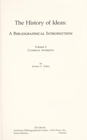 Front cover of The history of ideas by Jeremy L. Tobey