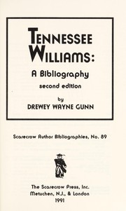 Front cover of Tennessee Williams, a bibliography by Drewey Wayne Gunn