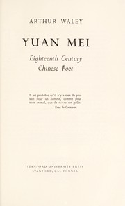 Cover of Yuan Mei by Arthur Waley