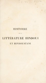 Cover of Histoire de la litt©♭rature hindoui et hindoustani by Garcin de Tassy M.