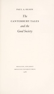 Front cover of The Canterbury tales and the good society by Paul A. Olson