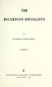 Front cover of The Ricardian socialists by Esther Lowenthal