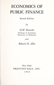 Front cover of Economics of public finance by Edward Douglass Allen