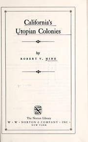 Cover of California's utopian colonies by Robert V. Hine