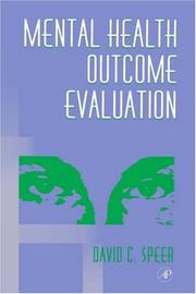 Front cover of Mental health outcome evaluation by David C. Speer