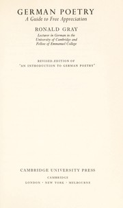 Cover of German poetry by Ronald D. Gray