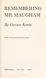 Cover of Remembering Mr. Maugham by Garson Kanin