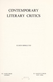 Front cover of Contemporary literary critics by Elmer Borklund
